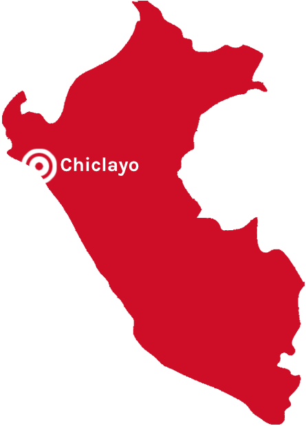 Map of Peru with Chiclayo selected